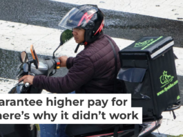 Boosting pay for food delivery drivers is proving hard to pull off. Kevin Carter/Getty Images